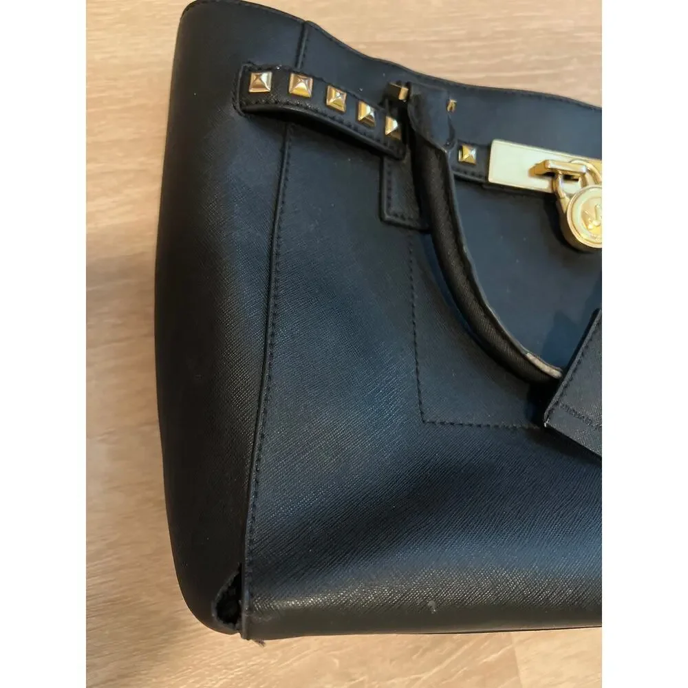 Michael Kors Hamilton Traveler Large Studded Tote Shoulder Bag Black - Picture 8 of 8